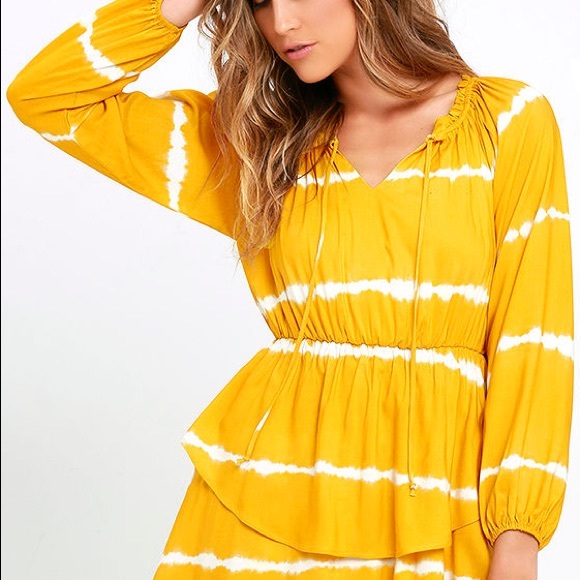 Lulus Power to the Peaceful Yellow Tie-Dye Dress - Picture 2 of 8